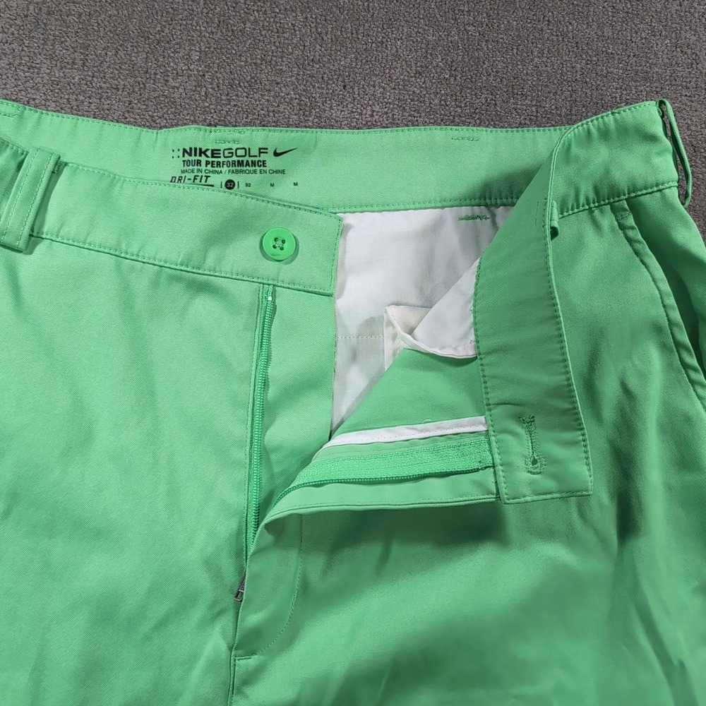Nike Golf Shorts Mens 32 Neon Green Dri Fit Tour Performance Stretch Embroidered